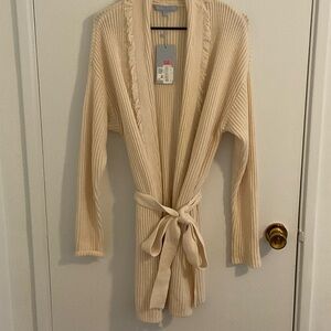 ANTONIO MELANI Cream Ribbed Cardigan NWT